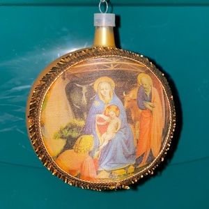 Vintage 4" Joseph, Mary & Baby Jesus Glass Ornament